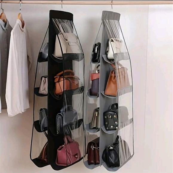 Black 8 Pocket Purse Organizer Storage Closet Hanger - Picture 1 of 2